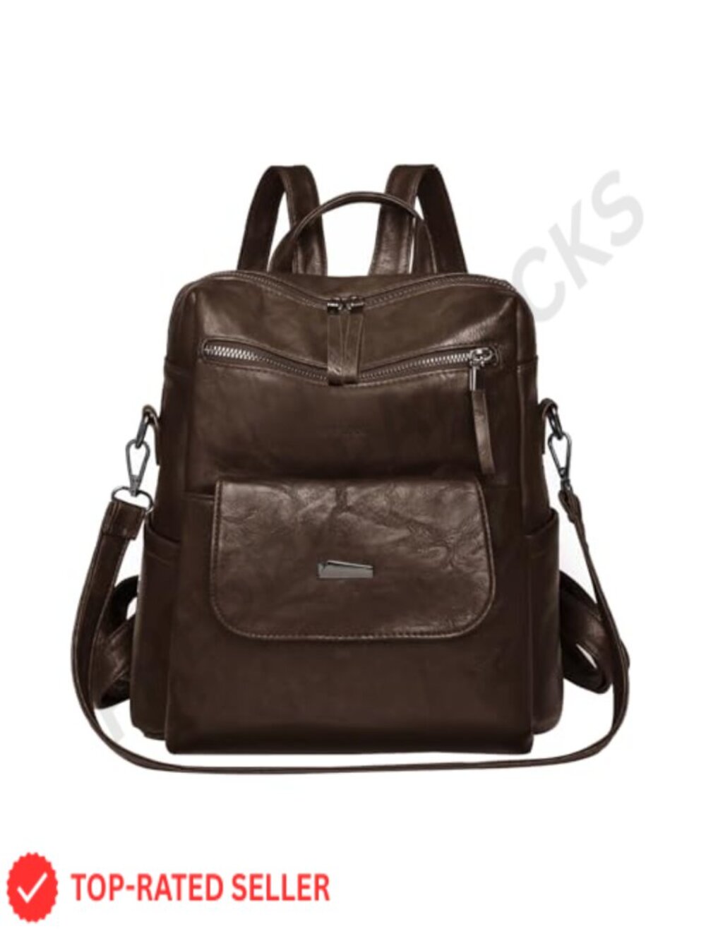 PU Leather Small Backpack Purse for Women with Adjustable Straps, 8 Pockets